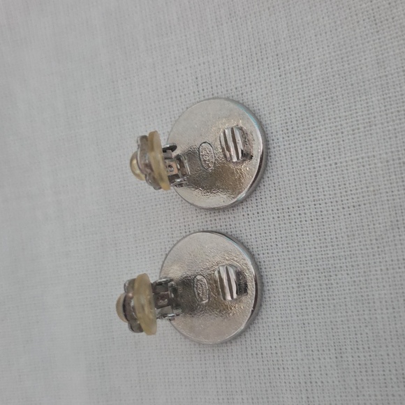 Authentic Chanel CC Silver Button Earrings - Picture 6 of 10